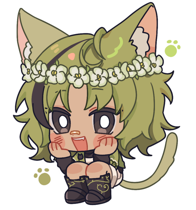 chibi art of seulerin crouching with chin in hands. art made by @choconchann on twitter